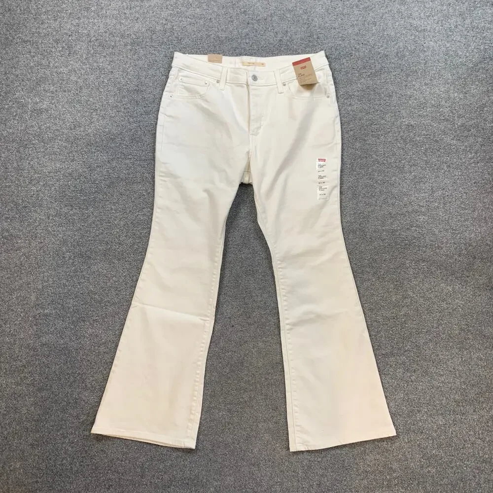 Levis Jeans Womens 32 White Denim 726 Flare High Rise Slim Fit Classic Pocket